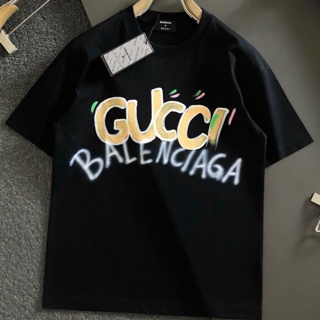 Balenciaga 2023 เสื้อยืดคอกลม แขนสั้น แฟชั่นฤดูใบไม้ผลิ และฤดูร้อน