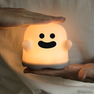 Ghost Shape Night Light LED การ์ตูนสไตล์น่ารักสไตล์นอร์ดิกโคมไฟตั้งโต๊ะตั้งโต๊ะ