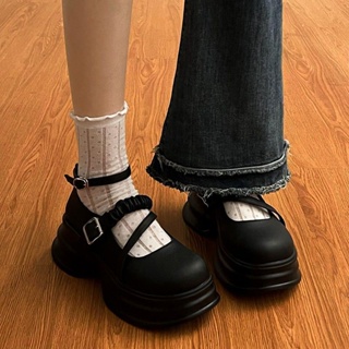 [พร้อมส่ง] รองเท้าหนังแมรี่เจน ส้นหนา ขนาดเล็ก สไตล์เรโทร สําหรับผู้หญิง 2023