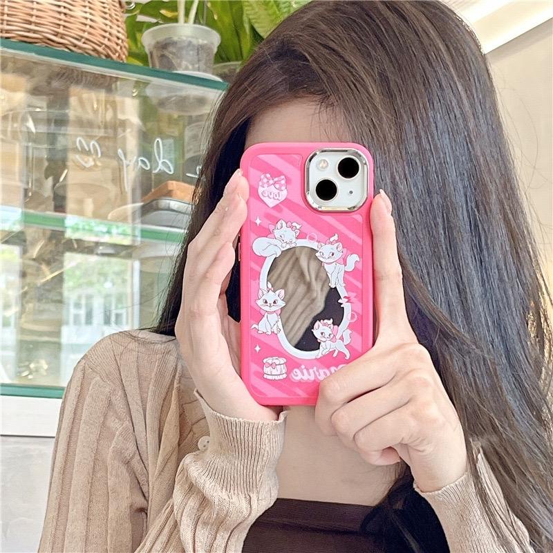 c273-พร้อมส่งในไทย-เคสไอโฟน-iphone-เคสมาหลีชมพูกระจกตรงกลาง-ขอบเหลี่ยม