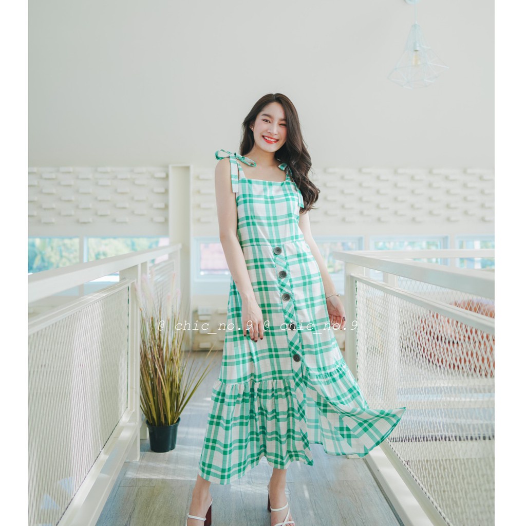 chic-no-9-ชุดเดรส-dress-green-scott-dress-ขายดี-ปัดซ้ายที่รูปเพื่อดูขนาดสินค้า