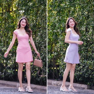 Chic No.9 : ชุดเดรส Dress - Knit Pastel Dress เดรสออกงาน 👋ปัดซ้ายที่รูปเพื่อดูขนาดสินค้า