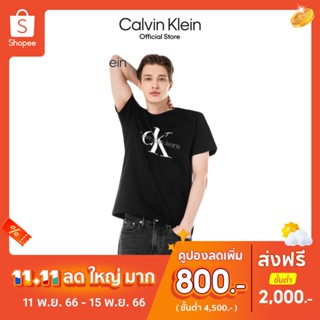 Calvin Klein เสื้อยืดผู้ชาย Monogram Logo ทรง Regular สีดำ รุ่น J320770 BEH