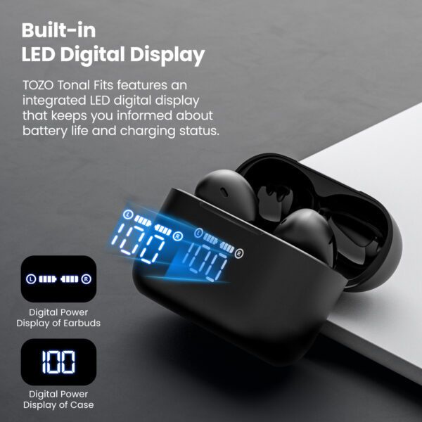 TOZO Tonal Fits หูฟังบลูทูธ หูฟังเอียบัด หูฟังไร้สาย max 10 hr/charge, IPX6, Bluetooth 5.3
