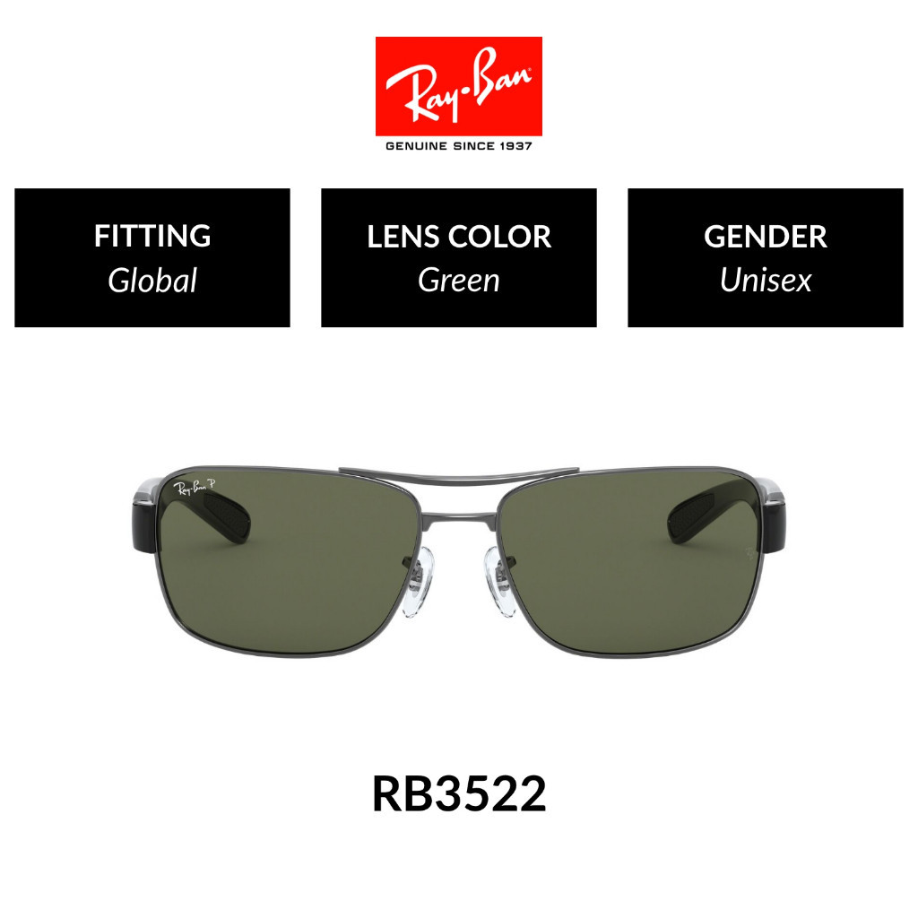 Ray-Ban - RB3522 Polarized 004/9A - size 64 แว่นกันแดด | Shopee Thailand
