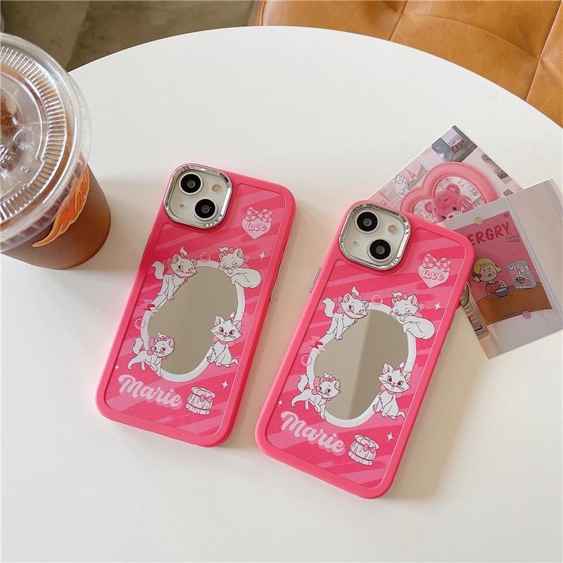 c273-พร้อมส่งในไทย-เคสไอโฟน-iphone-เคสมาหลีชมพูกระจกตรงกลาง-ขอบเหลี่ยม