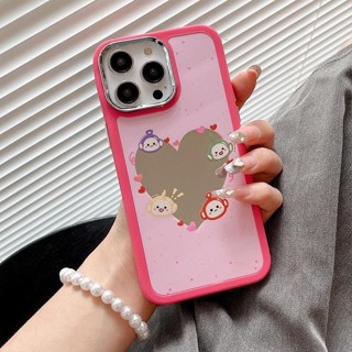 C292 [พร้อมส่งในไทย🐝] เคสไอโฟน iPhone เคสเทเลกระจกขอบเหลี่ยมชมพูกันกระแทก