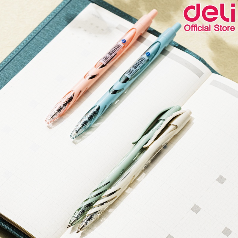 deli-q70-bl-ball-point-pen-0-7mm-ปากกาลูกลื่นแบบกด-หมึกน้ำเงิน-0-7mm-คละสี-1-แท่ง-ปากกากด-เครื่องเขียน-อุปกรณ์การเรียน