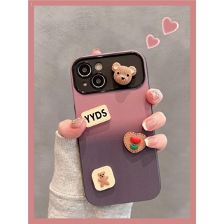 ใหม่ เคสโทรศัพท์มือถือ ไล่โทนสี ลายตุ๊กตาหมีน่ารัก สําหรับ Apple iPhone 14 13 promax 12