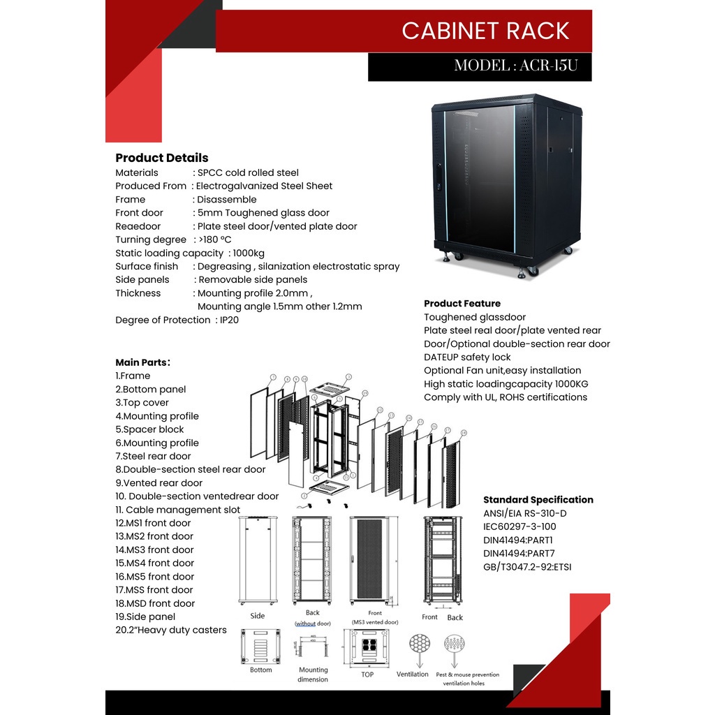 apollo-network-cabinet-ตู้-rack-15u-รุ่นacr-15u-60-ขนาด-60x60x86cm-ลึก60cm-ตู้แร็ค-server-สำหรับกล้องวงจรปิด-cctv