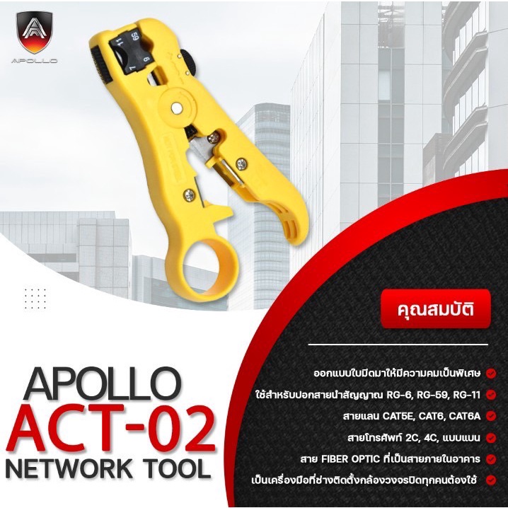 apollo-act-02-คีมปอกสายสัญญาณกล้องวงจรปิด-cctv-rg6-rg59-lสายโทรศัพท์-rg11-สายแลน-lan-สายfiber-optic-สำหรับช่าง