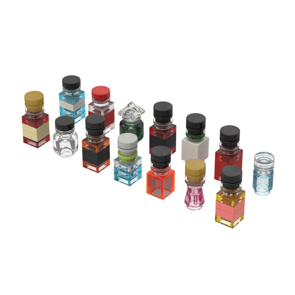 524 MOC Multi Transparent Color Wine Liquor Bottles Building Blocks Kit ...