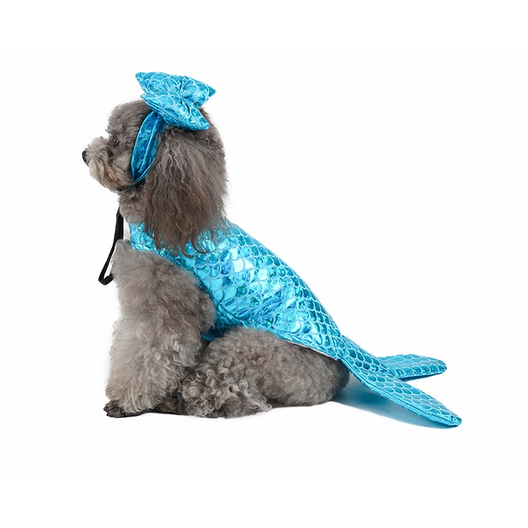 พร้อมส่ง-ชุดนางเงือก-ชุดหมาแมวแฟนซี-ชุดปลา-สีฟ้า-clawset-bkk