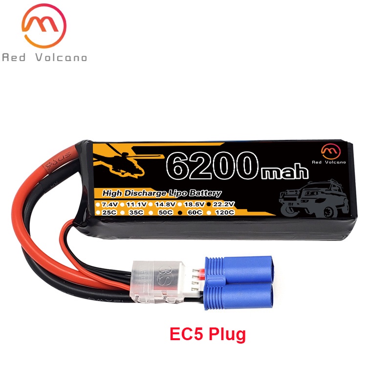 RC LiPo Battery 6S 6200mah 60C 22.2C RC Airplane Drone Boat LiPo ...