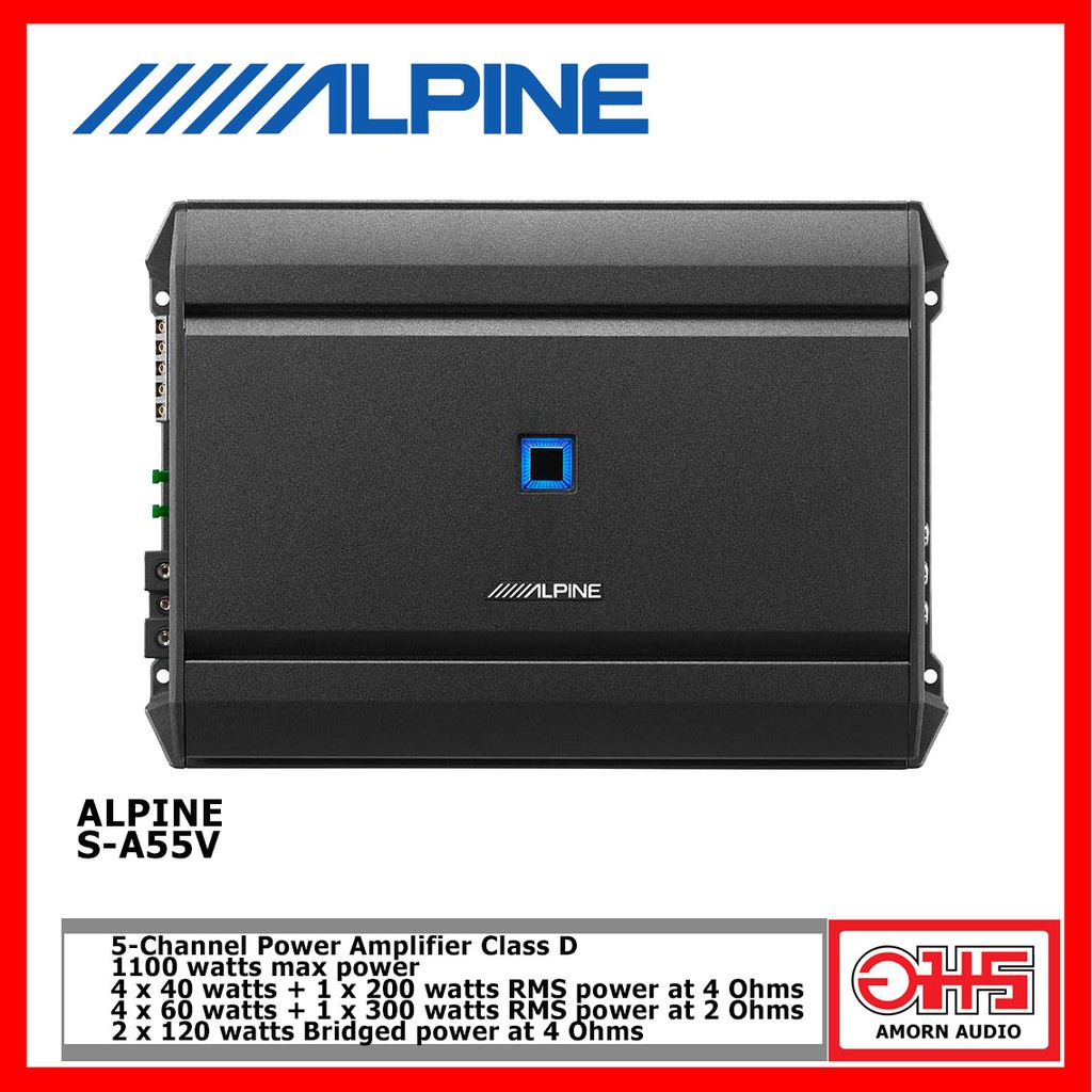 alpine-s-a55v-5-channel-power-amplifier-class-d-1100-watts-max-power-amornaudio-อมรออดิโอ