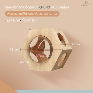 Chuno กล่องอวกาศแมวติดผนัง ชั้นอวกาศแมว ทรงหกเหลี่ยม พร้อมทางเข้า 4 ทาง