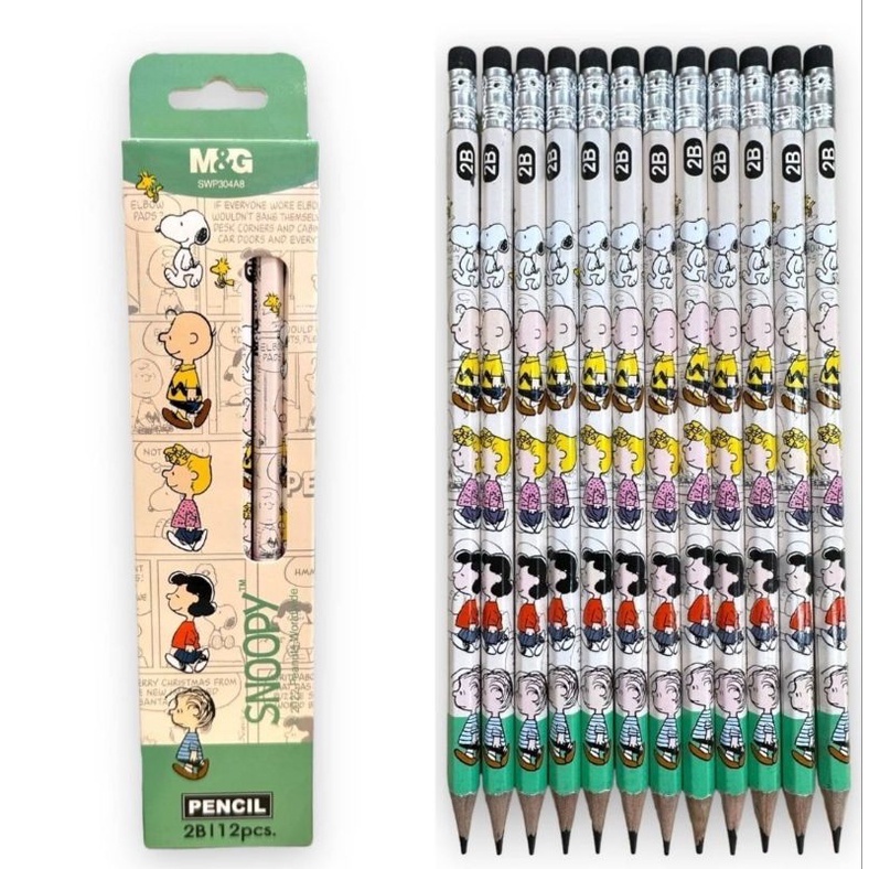 ชุดดินสอทำข้อสอบ-2b-12-แท่ง-ชุดดินสอไม้-ดินสอ-m-amp-g-ลาย-snoopy-ลิขสิทธิ์แท้