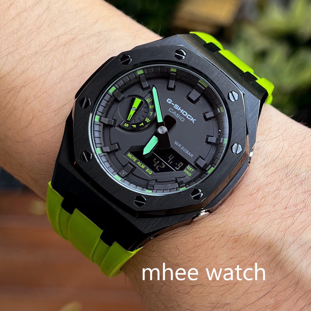G-Shock Custom AP Style รุ่น GA-2100-1A3 ของแท้ มือ1 ใส่กรอบดำสแตนเลส ...