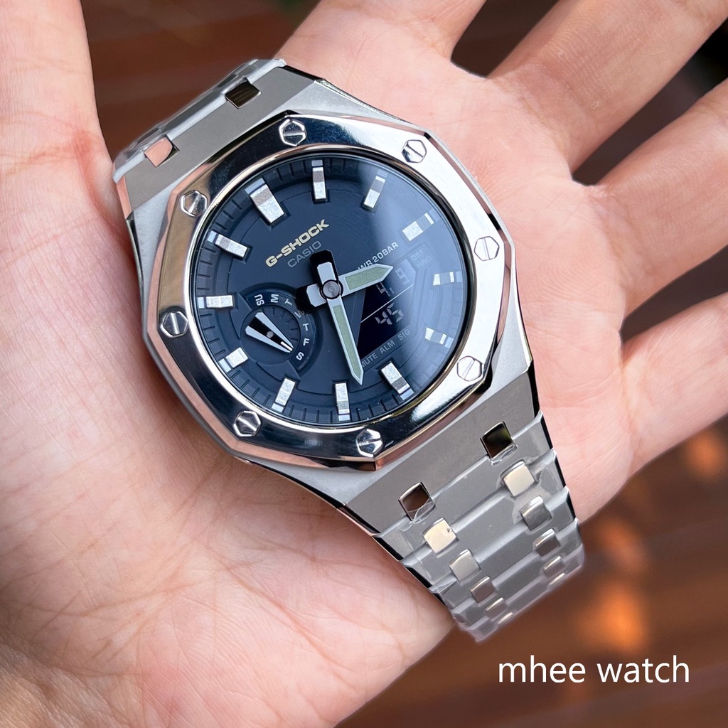 G-Shock Mod AP Style Navy Blue Silver Dial with Steel Bracelet | Shopee ...