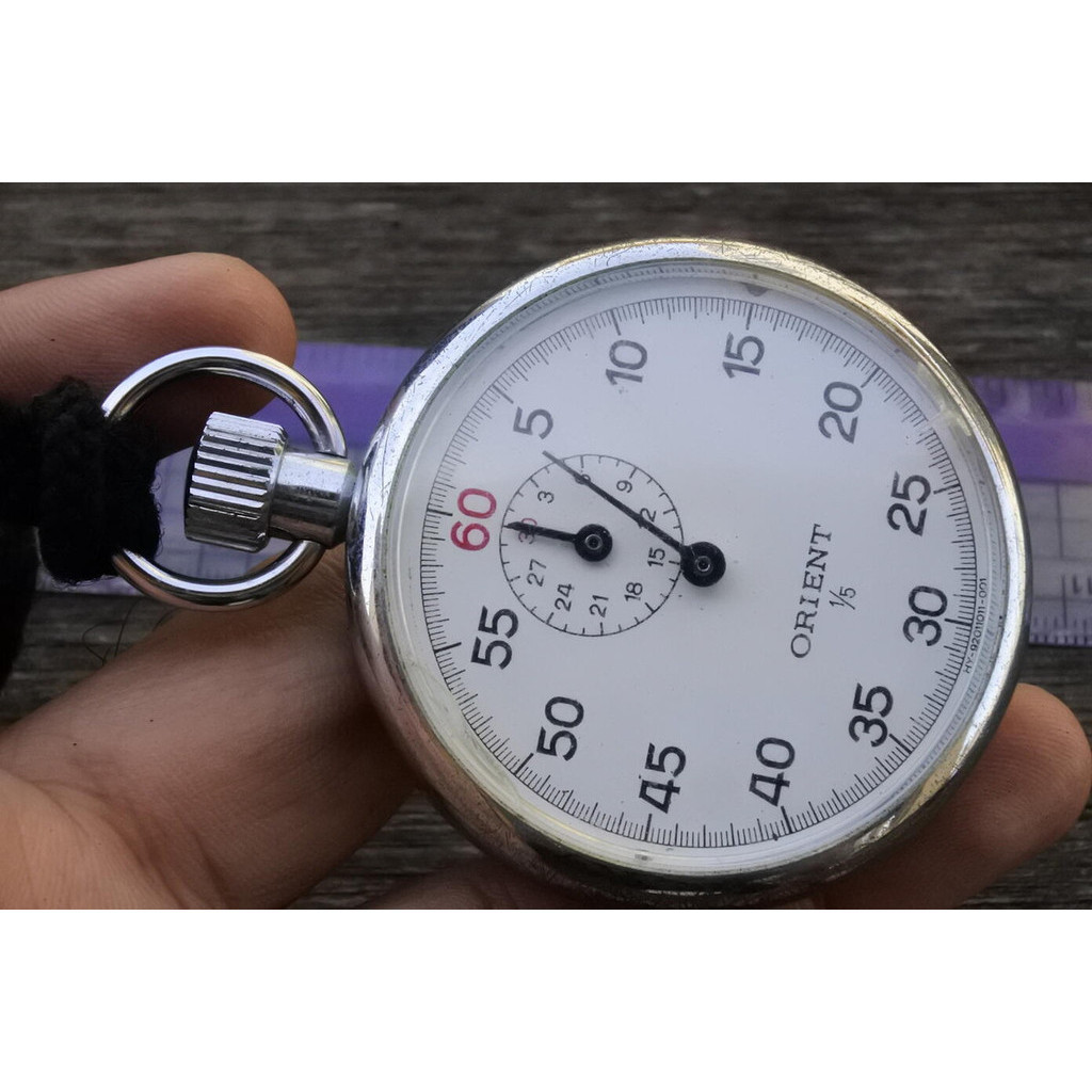 นาฬิกา Vintage มือสองญี่ปุ่น Orient Pocket Stop Watch 1/5 หน้าขาว ทรง