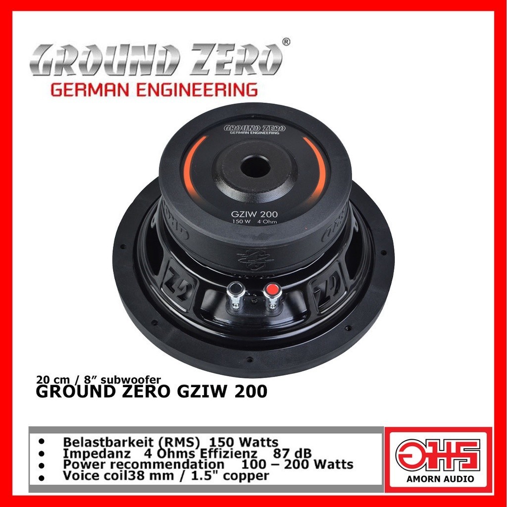 GROUND ZERO GZIW 200 / GZIW 200X-II subwoofer 20 cm / 8