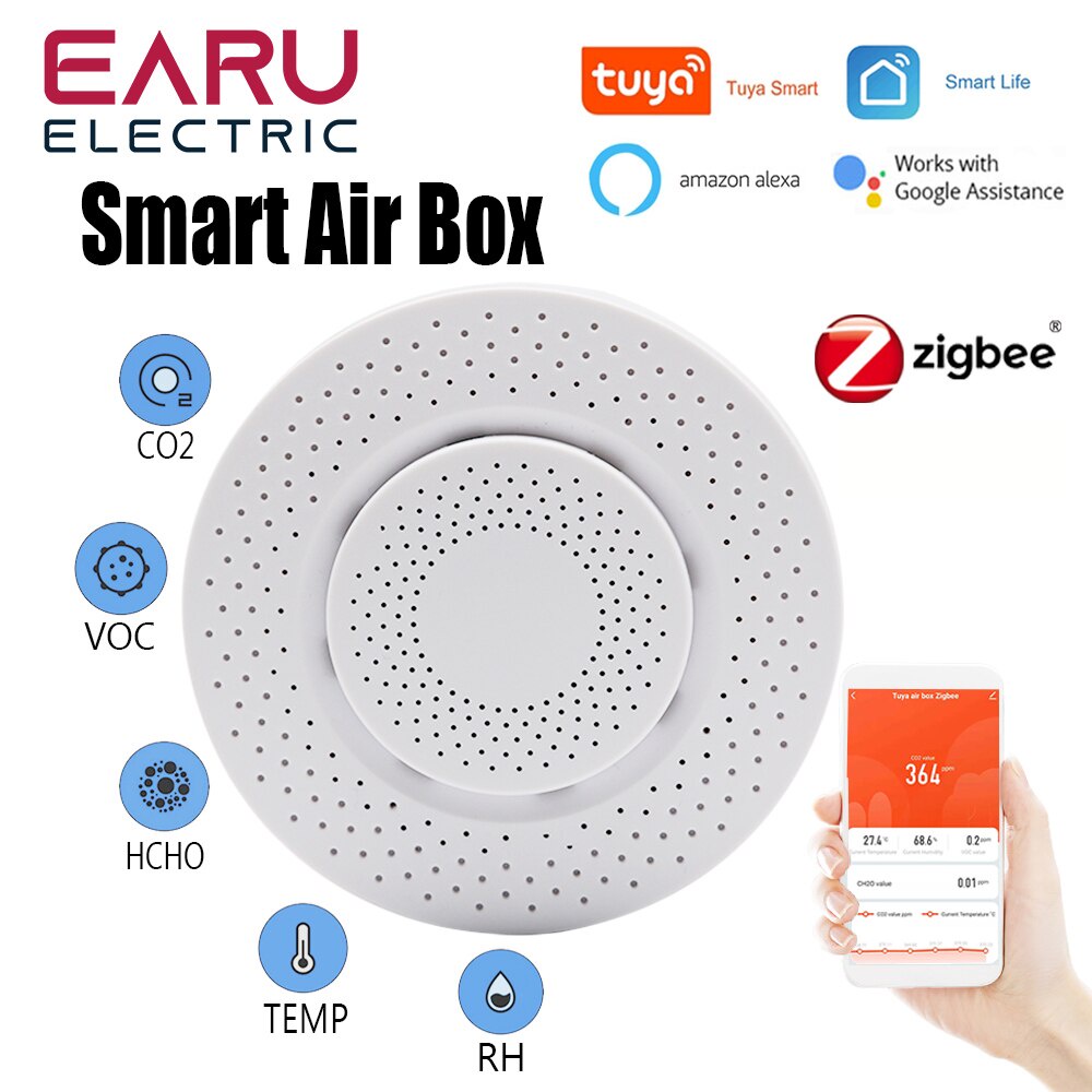 92N Tuya ZigBee Smart Air Quality Sensor Air Box Formaldehyde VOC CO2