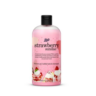 ลดเพิ่ม 8% ⭐️ เจลอาบน้ำ แชมพู Boots Shower gel bubble bath and shampoo แชมพูและเจลอาบน้ำ 500mL [** Strawberry Sunday **]