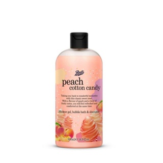 ลดเพิ่ม 8% ⭐️ เจลอาบน้ำ แชมพู Boots Shower gel bubble bath and shampoo  ขนาด 500mL [** Peach Cotton Candy **]