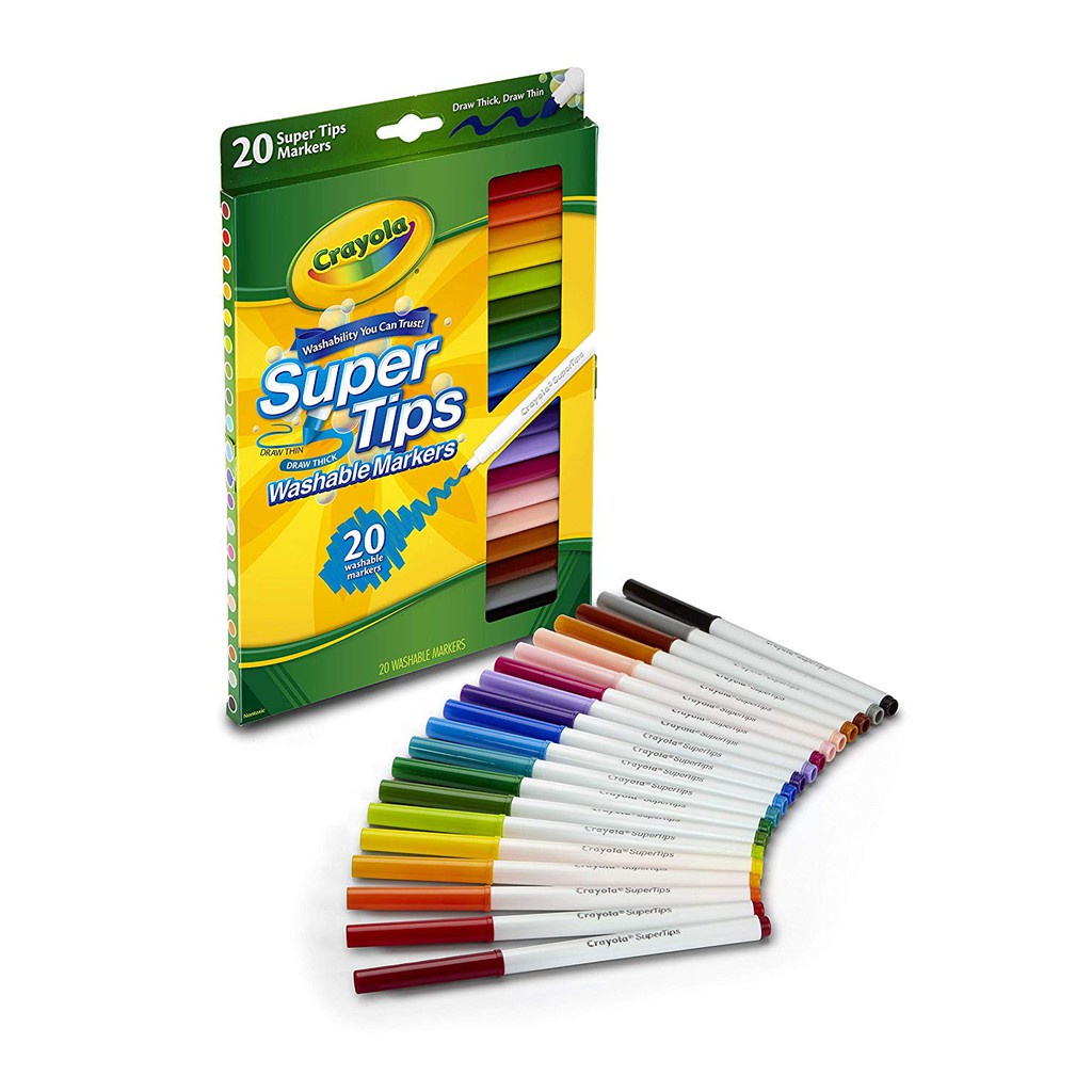 crayola-supertips-เครโยล่า-สีเมจิกล้างออกได้-10-20-50-100-สี-รับประกันสินค้า-ของแท้-100