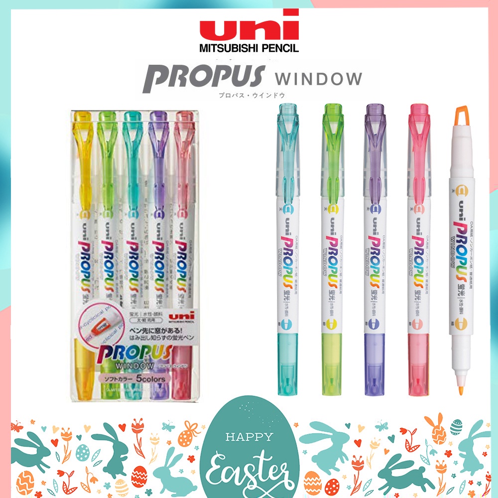 ปากกาเน้นข้อความ-propus-ยูนิ-โปรพลัส-สีพาสเทล-และ-สีดั้งเดิม