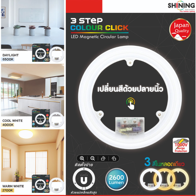 SHINING แผงไฟ LED MAGNETIC 24W 3-STEP COLOR CLICK ปรับสีได้ 3 แสง เดย์ ...