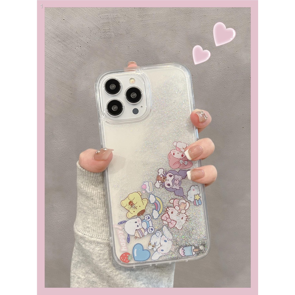 ใหม่-เคสโทรศัพท์มือถือ-มีทรายไหล-ลาย-hello-kitty-sanrio-สร้างสรรค์-สําหรับ-apple-iphone-14promax-15-13