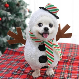 คอสตูมสโนว์แมน ชุดหมาแมวเทศกาลคริสต์มาส ชุดผูกหลัง |Clawset.bkk