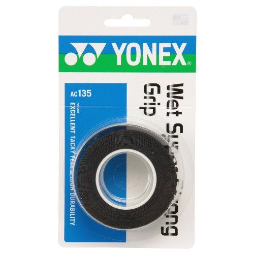 YONEX AC135 Tennis Badminton Grip Tape Wet Super Strong 3 Pieces Black