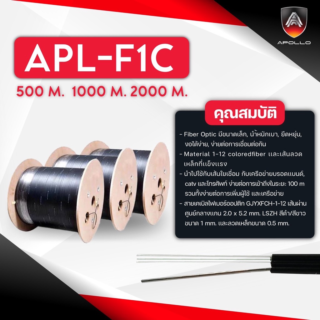 apollo-สายfiber-optic-1core-ความยาว-500m-1-000m-2-000m-สายไฟเบอร์ออฟติก-1คอล์-single-mode-ftth-fttx