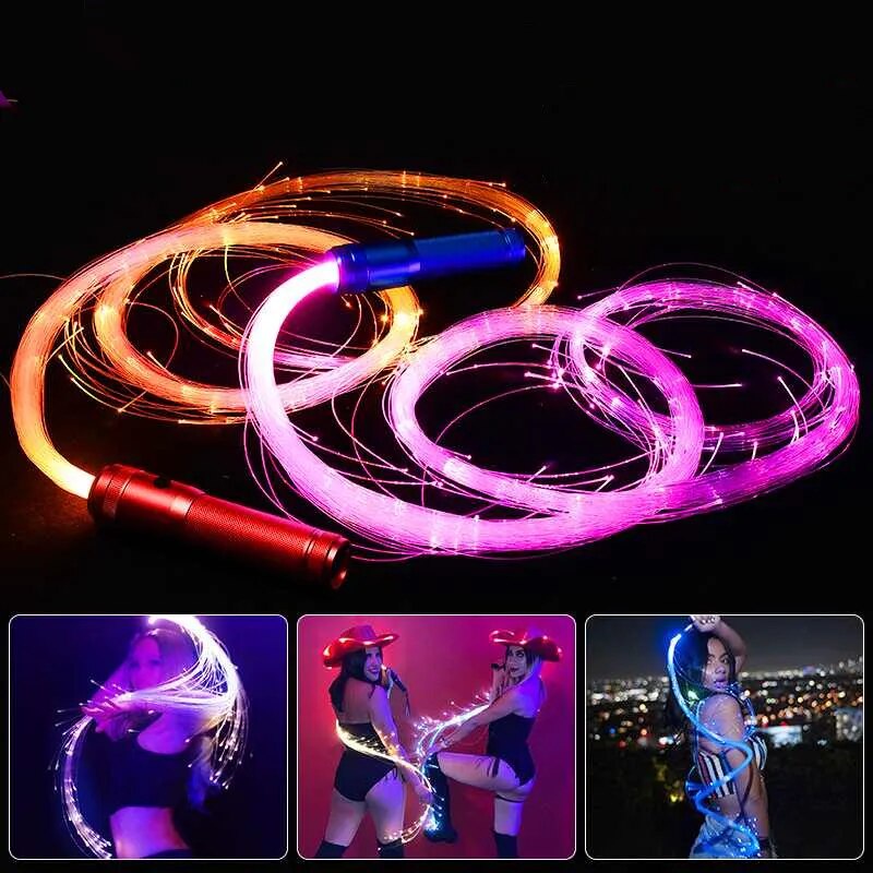 35X Rechargeable LED Fiber Optic Whip Lightup Whips Lighting Flow Toy