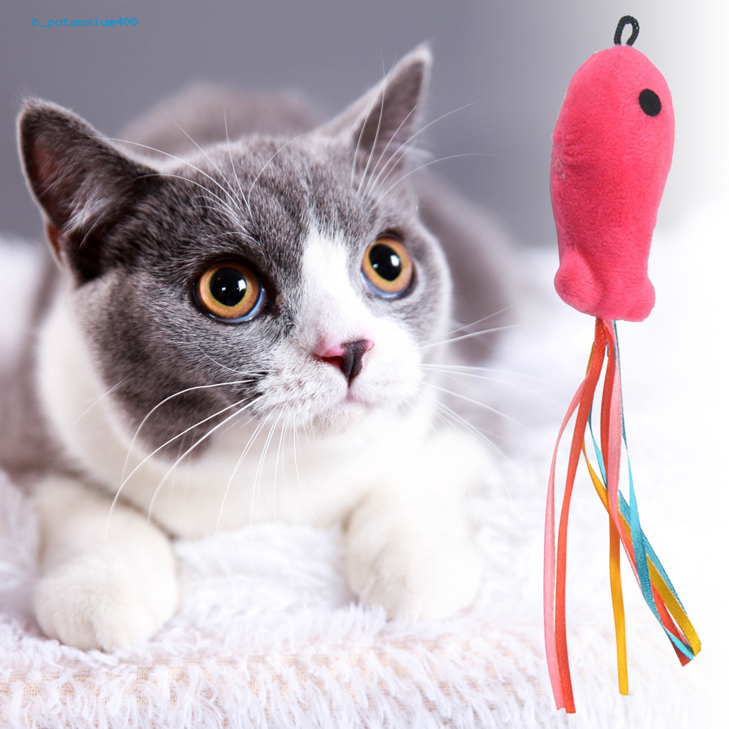 ของเล่นตุ๊กตาปลา-ริบบิ้น-หลากสีสัน-สําหรับสัตว์เลี้ยง-แมว