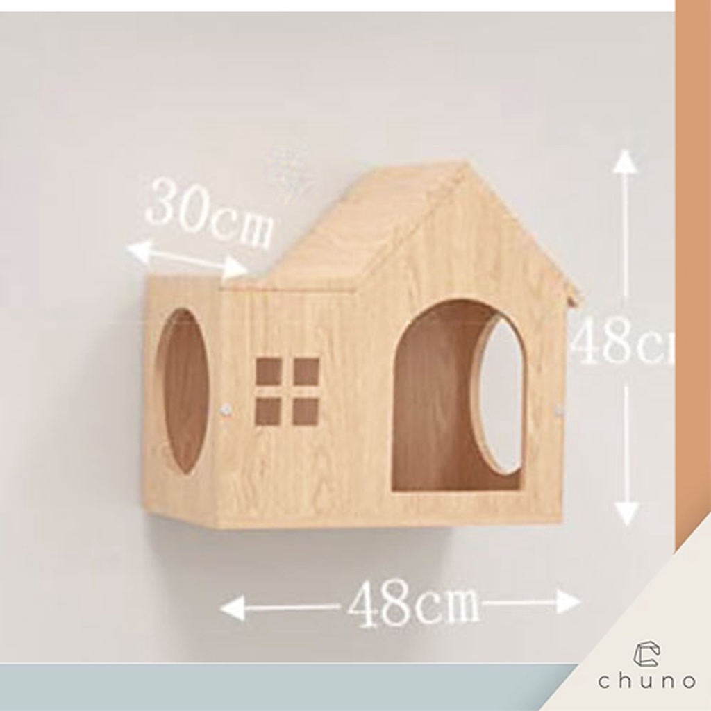 chuno-กล่องแมวติดผนัง-บ้านแมวติดผนัง-วางพื้นหรือติดผนังก็ได้-ไม้สนแท้