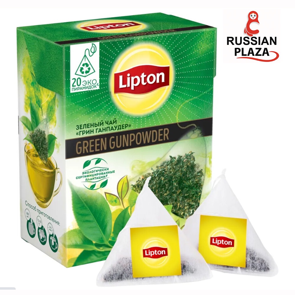 ชาเขียว Lipton Green Gunpowder ขนาดบรรจุ 20 ซอง / Чай в пирамидках ...