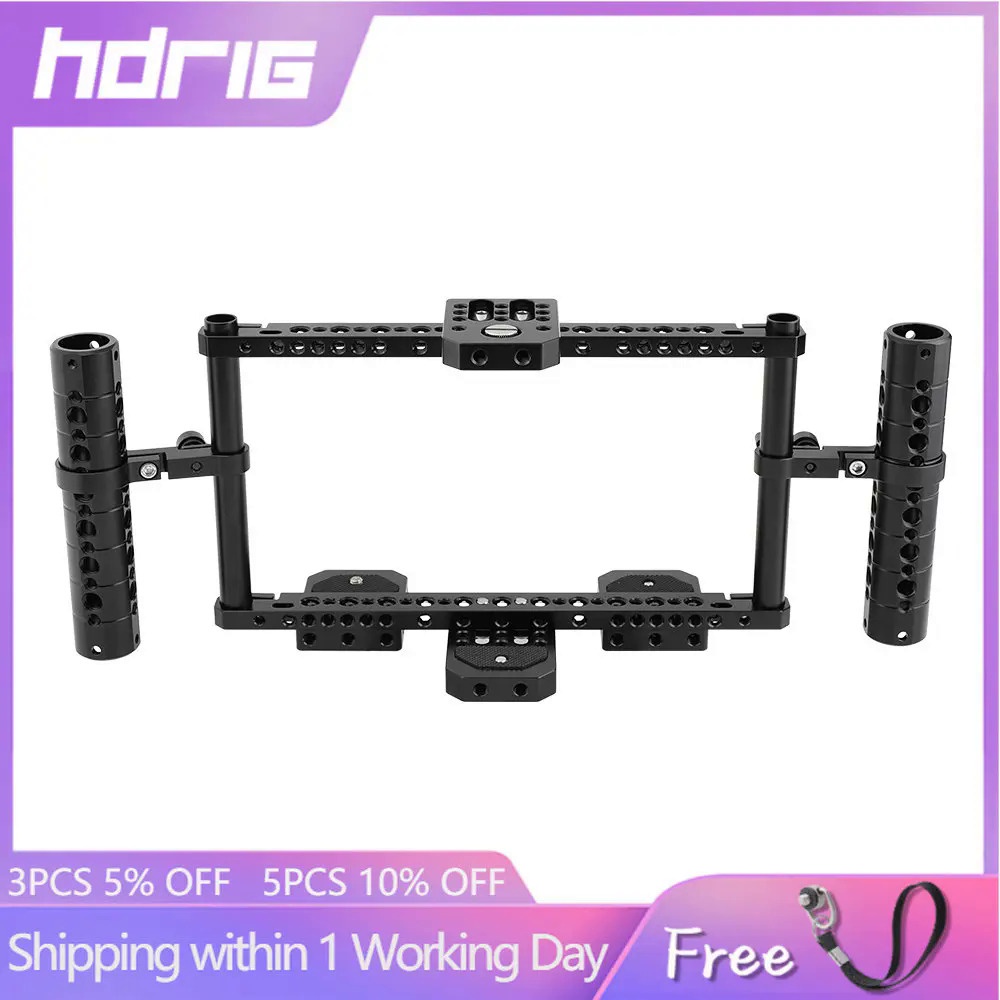 HDRiG On Camera Monitor Cage Rig พร้อมที่จับชีสอลูมิเนียมปรับได้ & ชีส ...