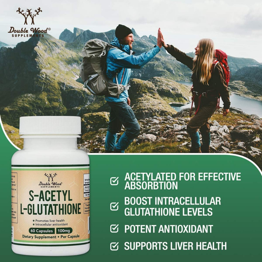 double wood s acetyl glutathione Double Wood S-Acetyl L-Glutathione 100mg , 60 Capsules (SKU.2159)
