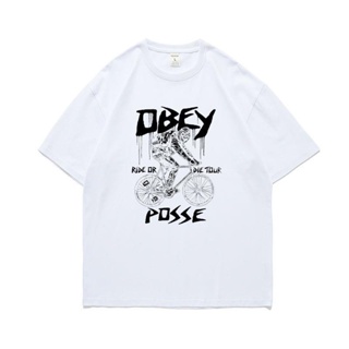 Obey x Misfits เสื้อยืดแขนสั้น ผ้าฝ้าย พิมพ์ลายโจรสลัด POSSE สําหรับผู้ชาย และผู้หญิง