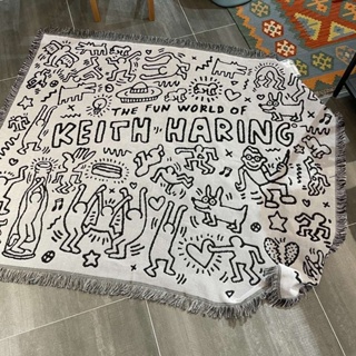 ✔ปรมาจารย์กราฟฟิตีสีดำและสีขาว Keith Haring Keith haring บุคลิกภาพกีฬาการ์ตูนผ้าห่มโซฟาผ้าห่มผ้าห่มอเนกประสงค์