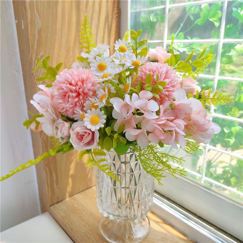 ดอกไม้ปลอมของดาราดัง-การจัดดอกไม้ประดิษฐ์-ช่อดอกไม้ขนาดเล็ก-ของประดับโต๊ะ-การจัดดอกไม้พลาสติกในห้องนั่งเล่นที่บ้า