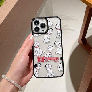 C303 [พร้อมส่งในไทย🐝] เคสไอโฟน iPhone เคสลูกหมาจุดเด็กๆหลังใส ขอบดำ