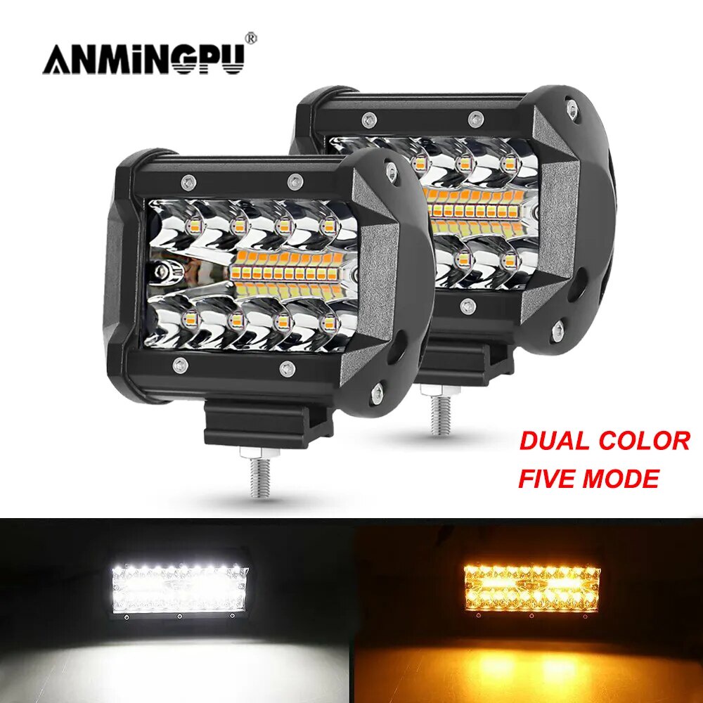 37K ANMINGPU White Yellow LED Light Bar Car Truck Tractor SUV 4x4 Boat ATV Fso Flash Light Auto