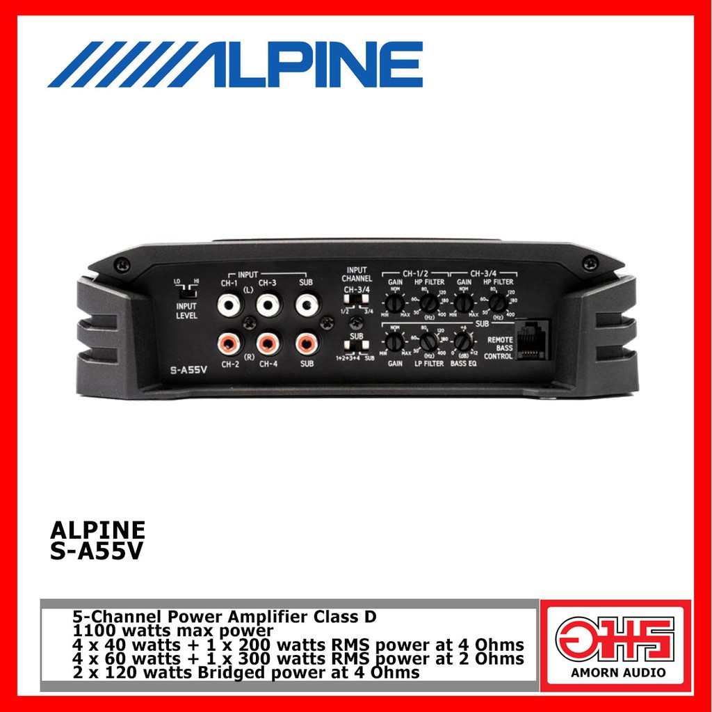 alpine-s-a55v-5-channel-power-amplifier-class-d-1100-watts-max-power-amornaudio-อมรออดิโอ