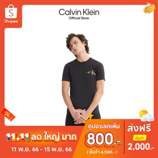 CALVIN KLEIN เสื้อยืดผู้ชาย ทรง Slim  รุ่น J322702 BEH - สีดำ