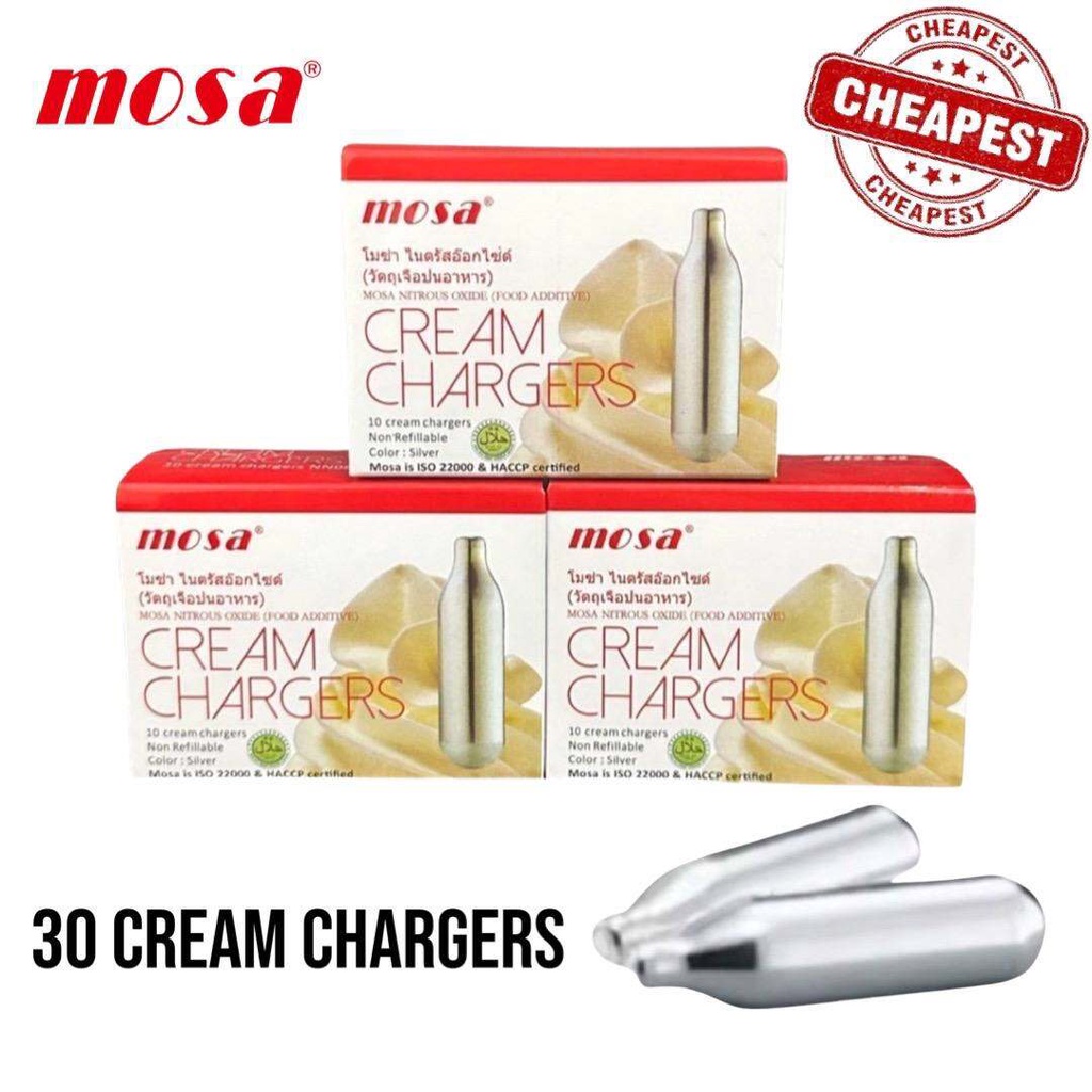 แก๊สวิปครีม MOSA Cream Chargers (10หลอด/กล่อง) แก๊สวิปครีม แก๊สวิป แก๊ส