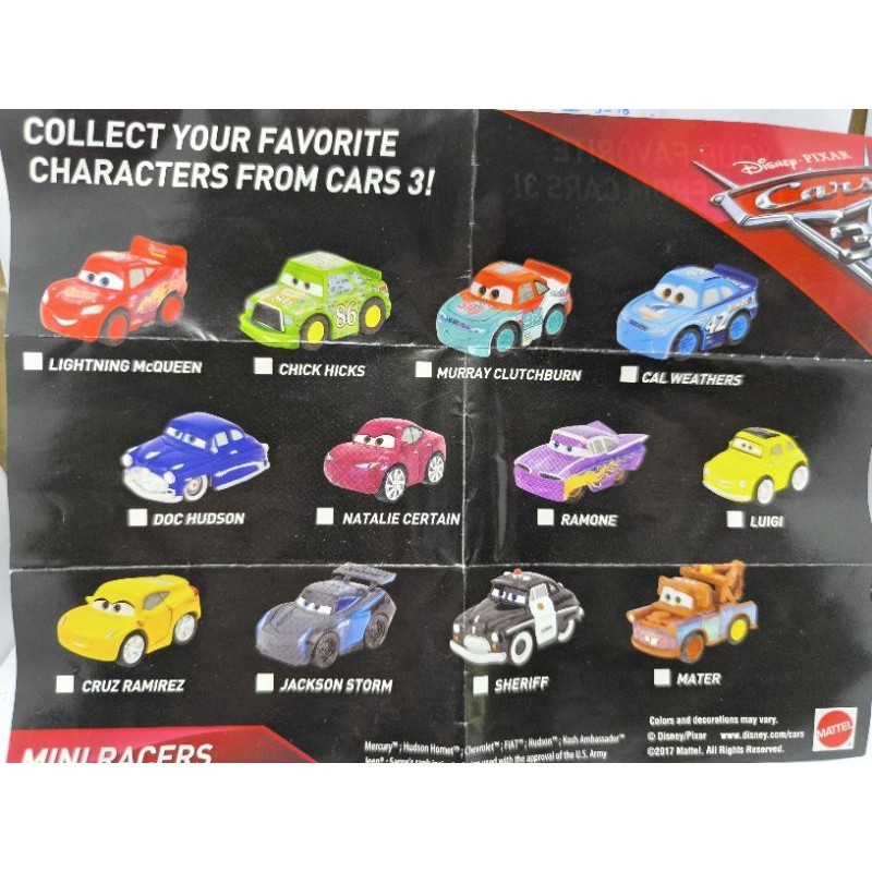 Cars Mini racers Disney Pixar โมเดลรถจากการ์ตูนเรื่อง Cars | Shopee ...